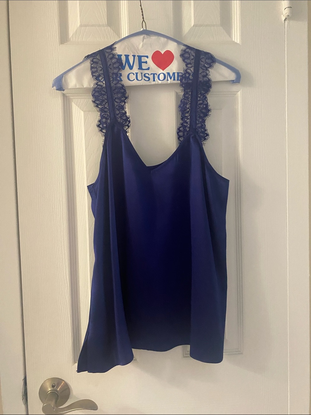 Cami NYC Navy Lace-Trim 100% Silk Camisole
